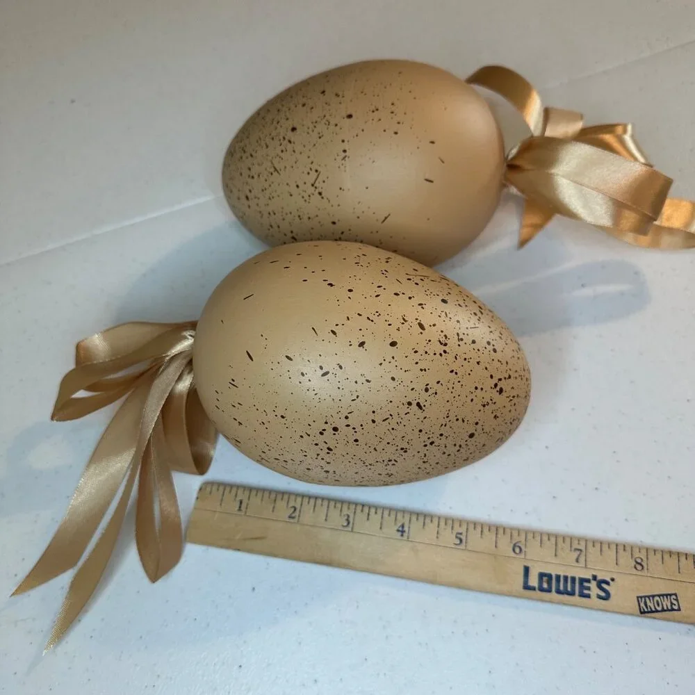 Speckled Easter Eggs Large Light Brown Easter Egg Decorations Qty 2 Spring Decor